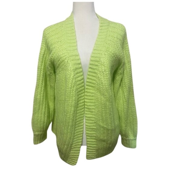 Dee Elly LIKE NEW neon green yellow chunky knit oversized open front cardigan XS - Picture 1 of 5